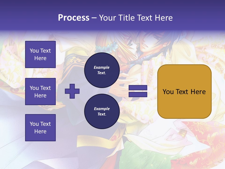 A Couple Of Anime Characters Hugging In Front Of A Colorful Background PowerPoint Template