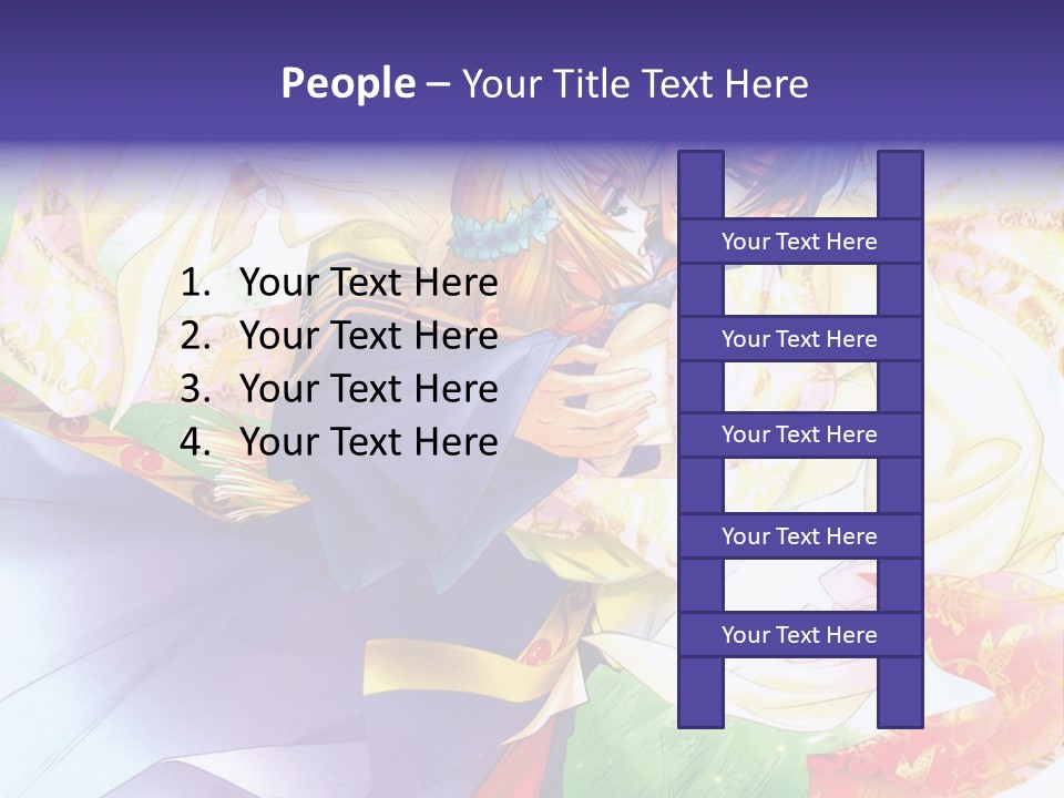 A Couple Of Anime Characters Hugging In Front Of A Colorful Background PowerPoint Template