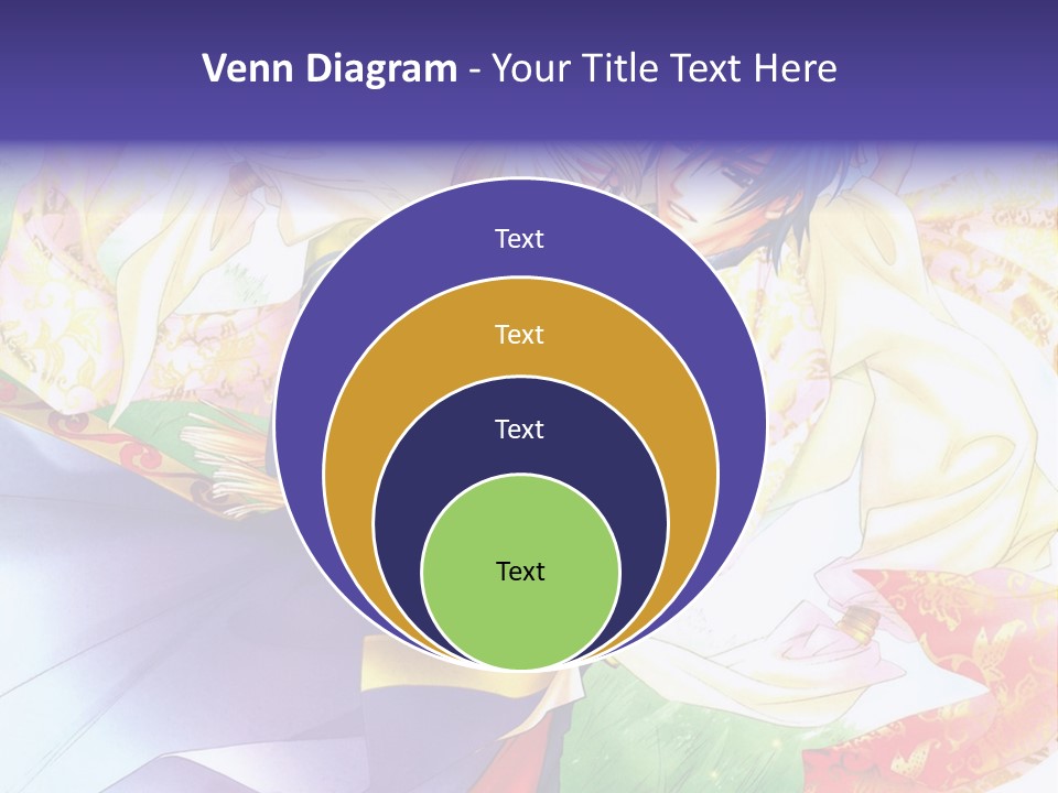 A Couple Of Anime Characters Hugging In Front Of A Colorful Background PowerPoint Template