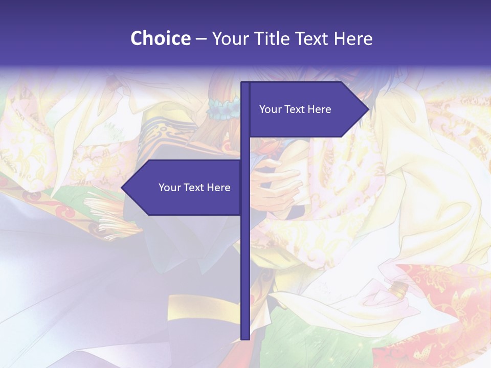 A Couple Of Anime Characters Hugging In Front Of A Colorful Background PowerPoint Template