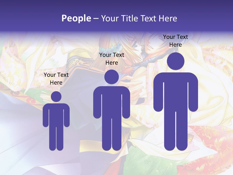 A Couple Of Anime Characters Hugging In Front Of A Colorful Background PowerPoint Template