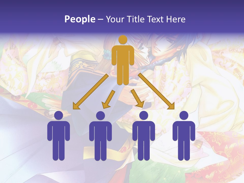 A Couple Of Anime Characters Hugging In Front Of A Colorful Background PowerPoint Template