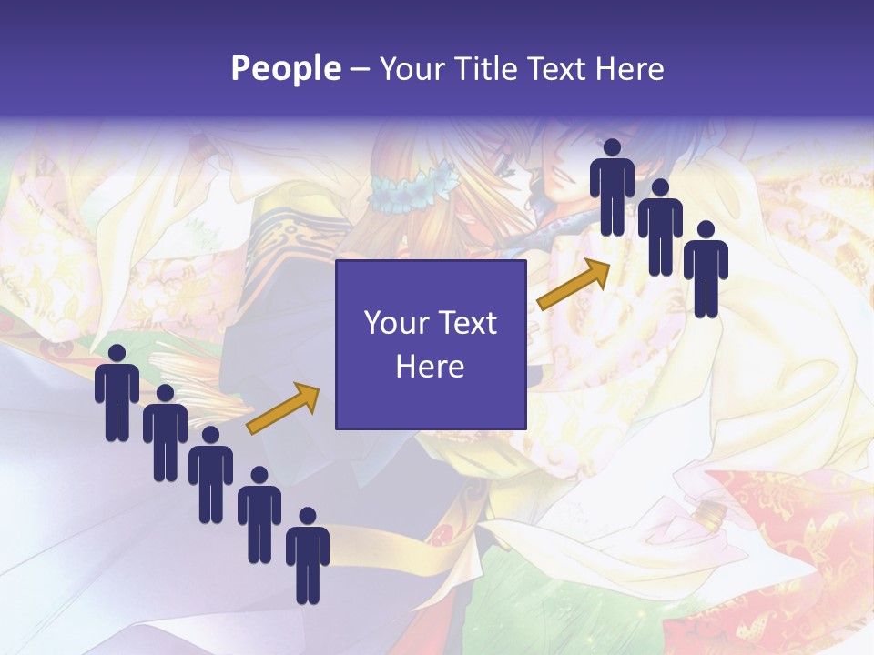 A Couple Of Anime Characters Hugging In Front Of A Colorful Background PowerPoint Template