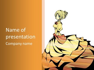 A Woman In A Yellow Dress Is Standing On The Ground PowerPoint Template