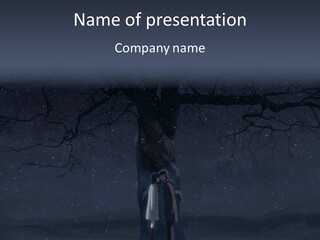 Two People Standing Under A Tree In The Dark PowerPoint Template
