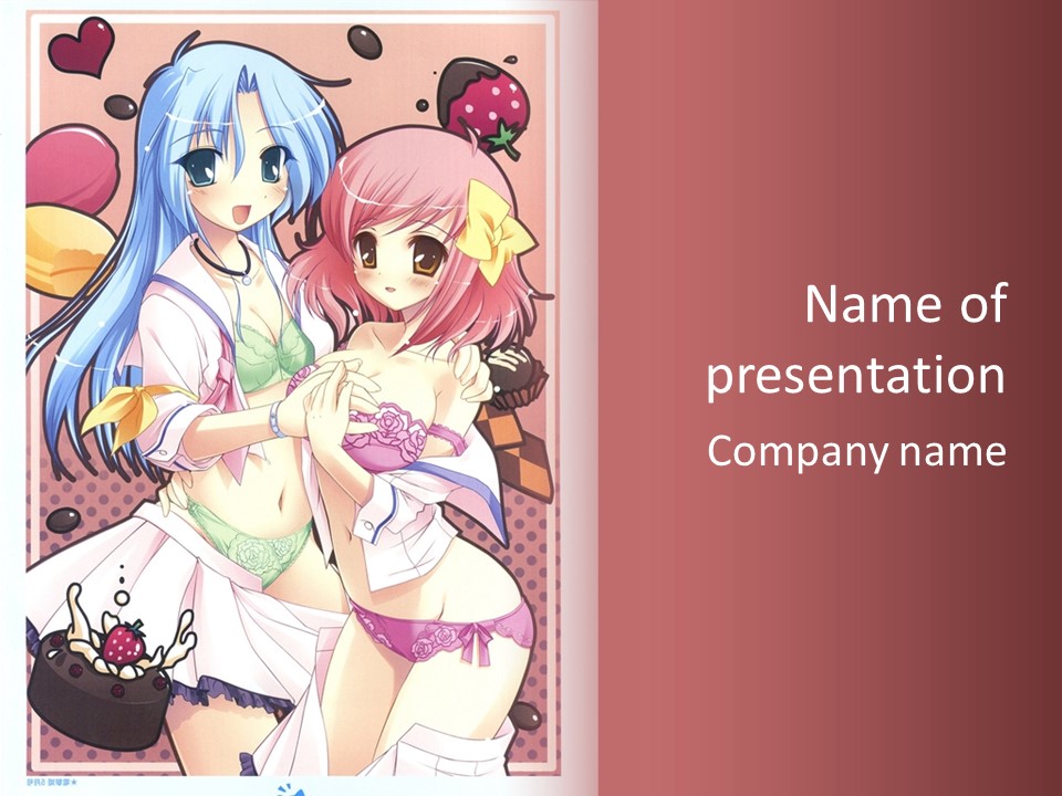 A Couple Of Anime Girls With Pink Hair PowerPoint Template