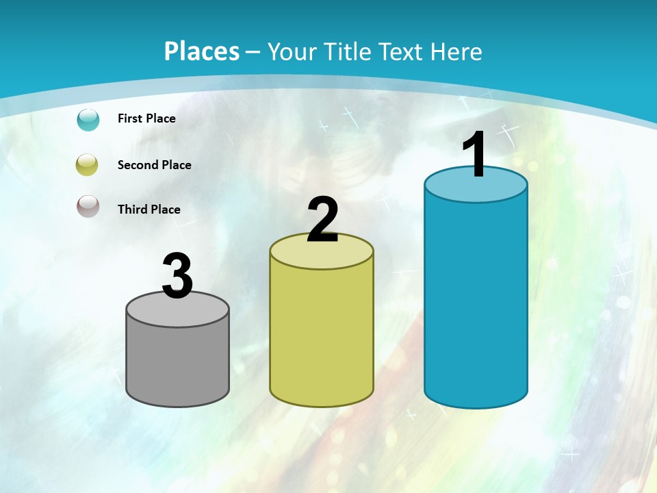 A Woman In A Blue Dress With A Rainbow Background PowerPoint Template