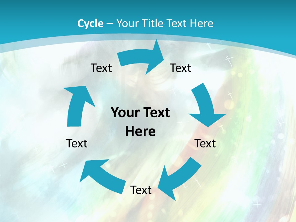 A Woman In A Blue Dress With A Rainbow Background PowerPoint Template