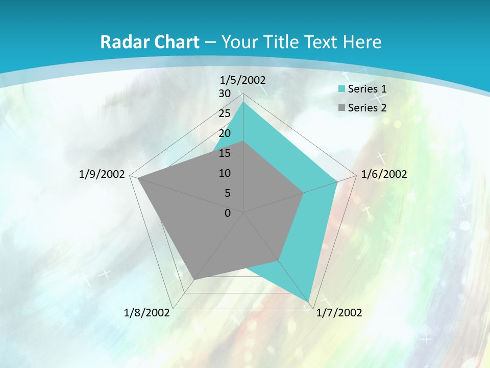A Woman In A Blue Dress With A Rainbow Background PowerPoint Template