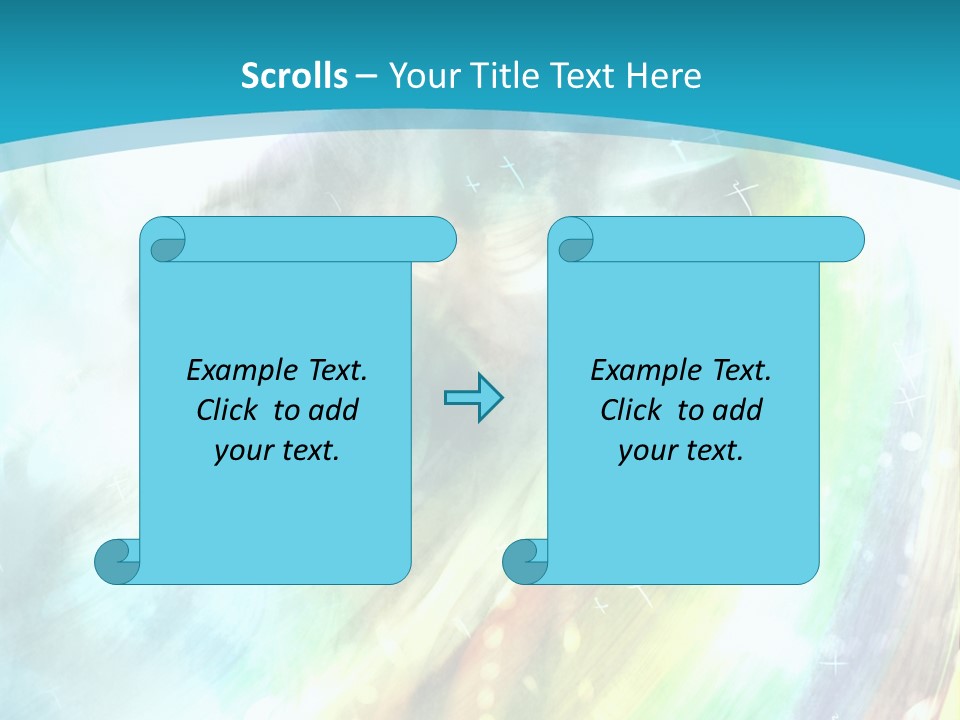 A Woman In A Blue Dress With A Rainbow Background PowerPoint Template