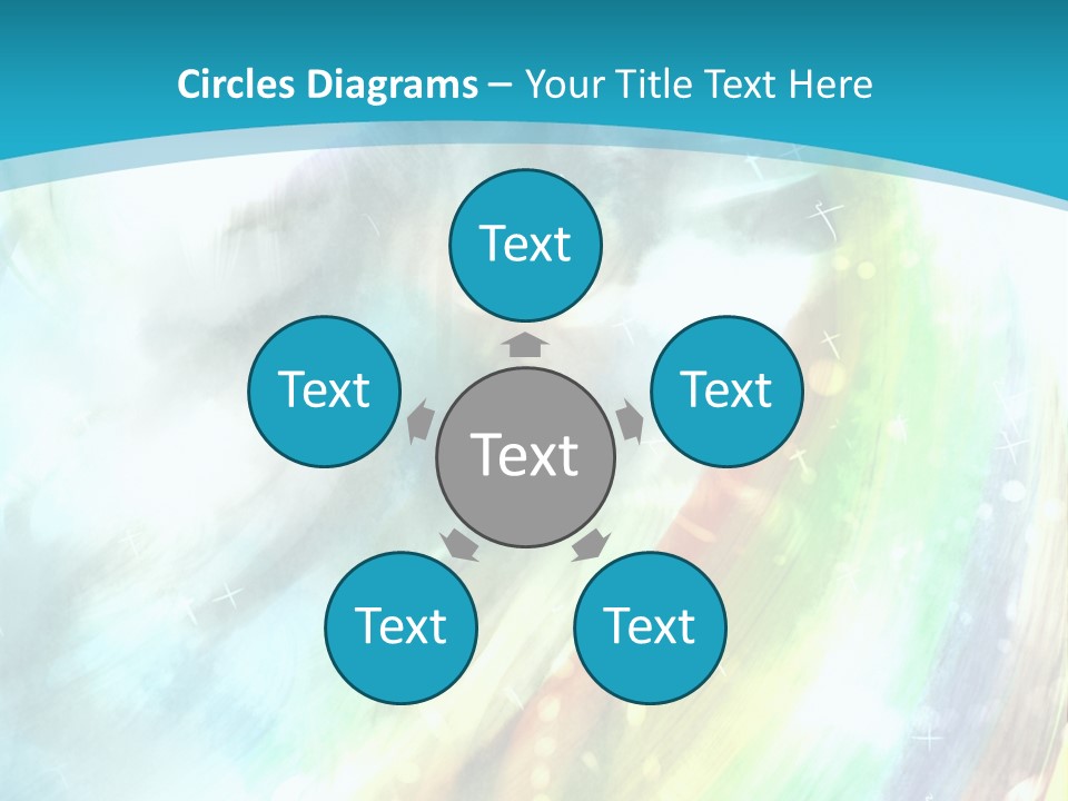 A Woman In A Blue Dress With A Rainbow Background PowerPoint Template