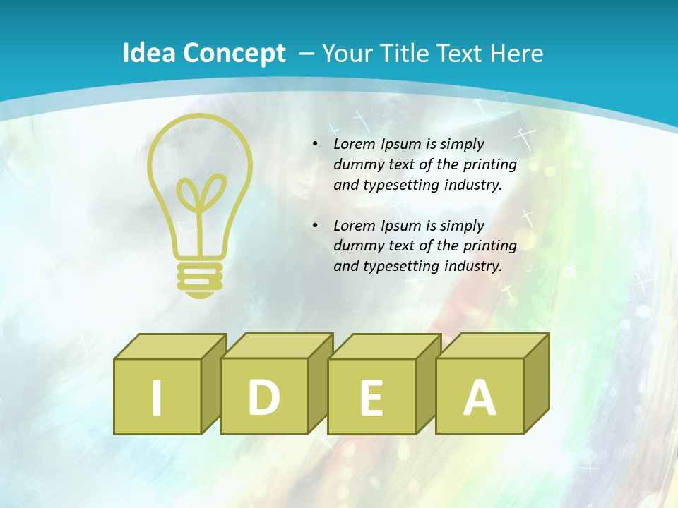 A Woman In A Blue Dress With A Rainbow Background PowerPoint Template