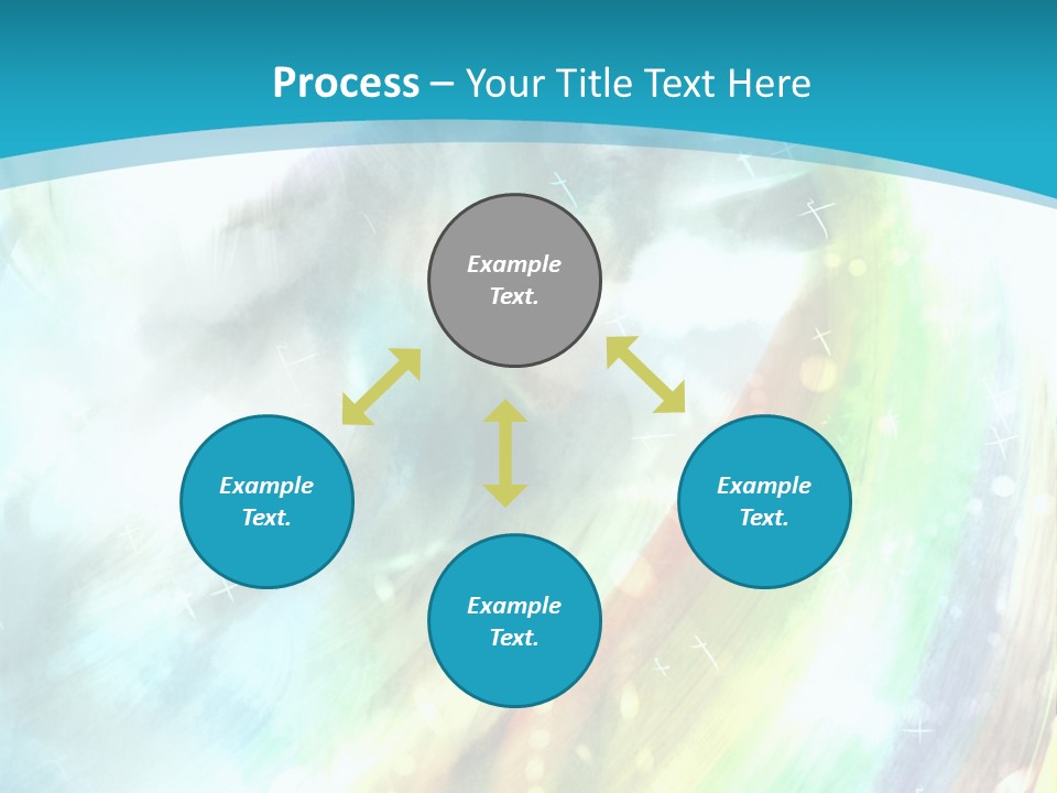 A Woman In A Blue Dress With A Rainbow Background PowerPoint Template