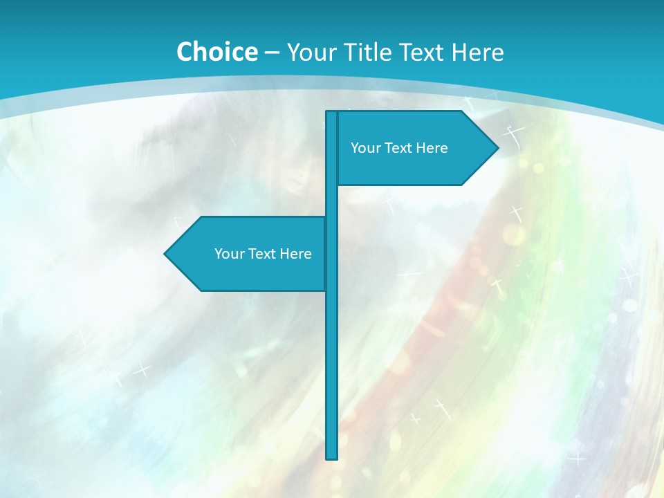 A Woman In A Blue Dress With A Rainbow Background PowerPoint Template