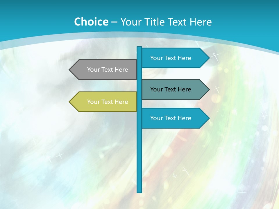 A Woman In A Blue Dress With A Rainbow Background PowerPoint Template