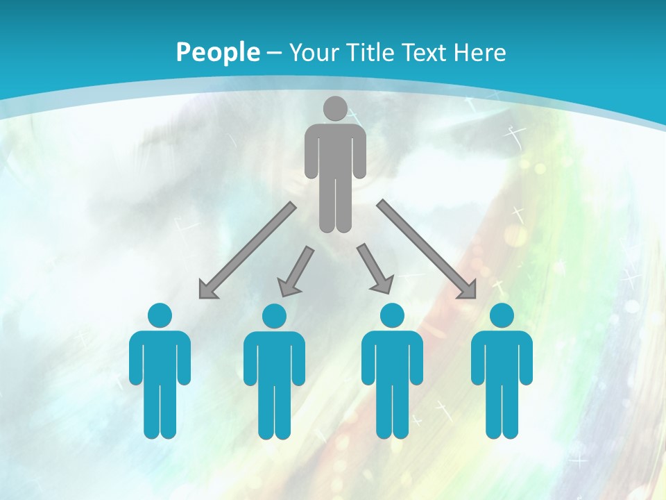 A Woman In A Blue Dress With A Rainbow Background PowerPoint Template