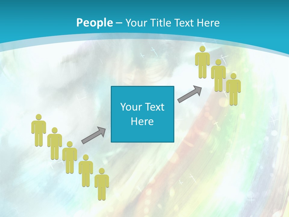 A Woman In A Blue Dress With A Rainbow Background PowerPoint Template