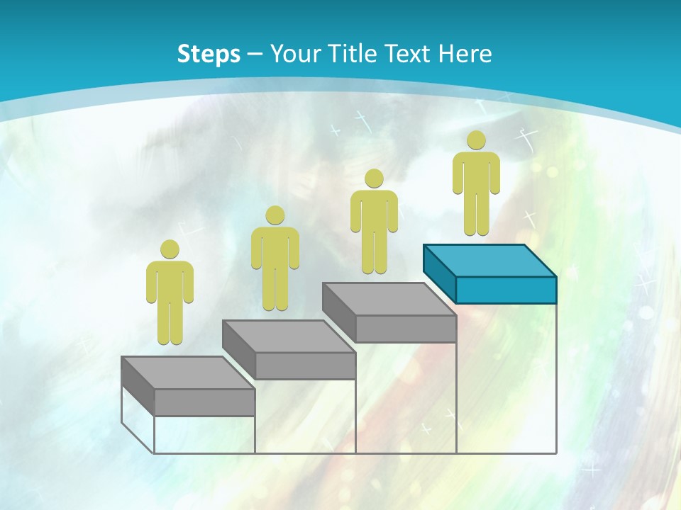 A Woman In A Blue Dress With A Rainbow Background PowerPoint Template