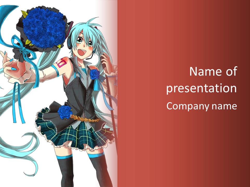 A Girl With Blue Hair Holding A Blue Flower Powerpoint Presentation PowerPoint Template