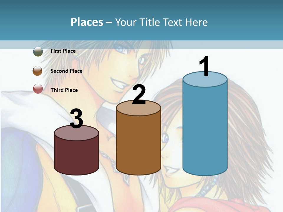 A Couple Of Anime Characters Standing Next To Each Other PowerPoint Template