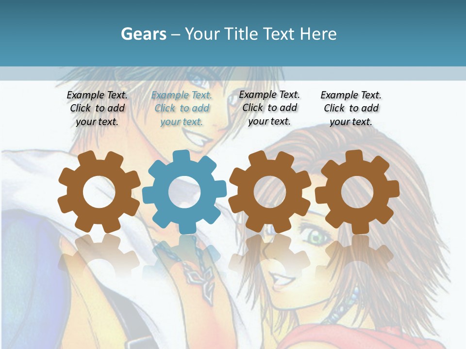 A Couple Of Anime Characters Standing Next To Each Other PowerPoint Template