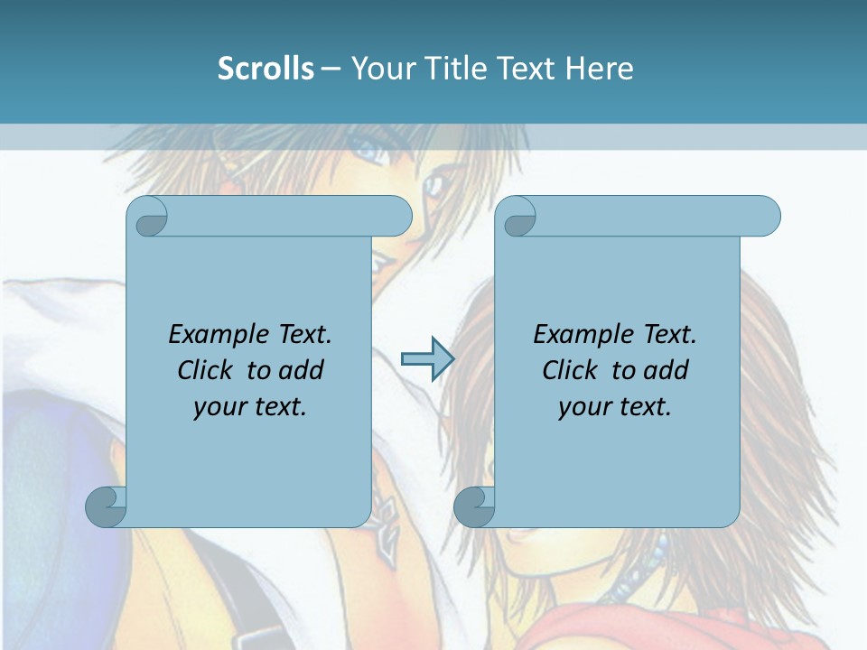A Couple Of Anime Characters Standing Next To Each Other PowerPoint Template