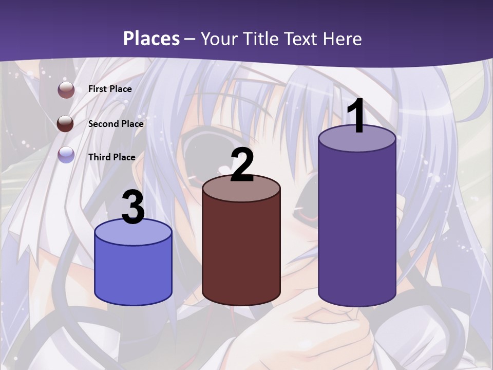 A Girl With Blue Hair And A Purple Background With The Words Name Of Presentation Company PowerPoint Template