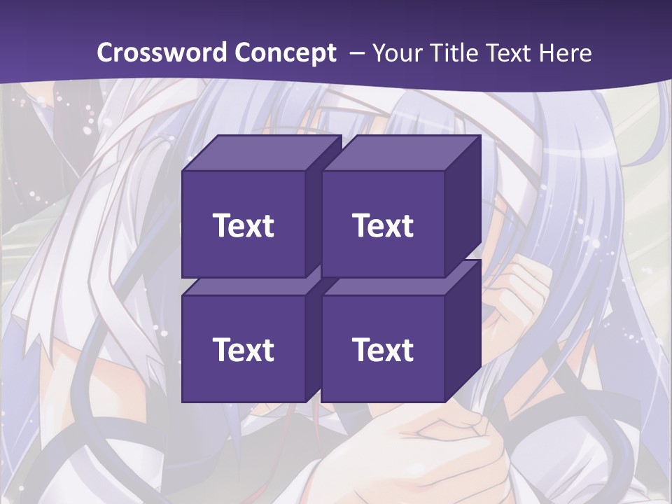 A Girl With Blue Hair And A Purple Background With The Words Name Of Presentation Company PowerPoint Template