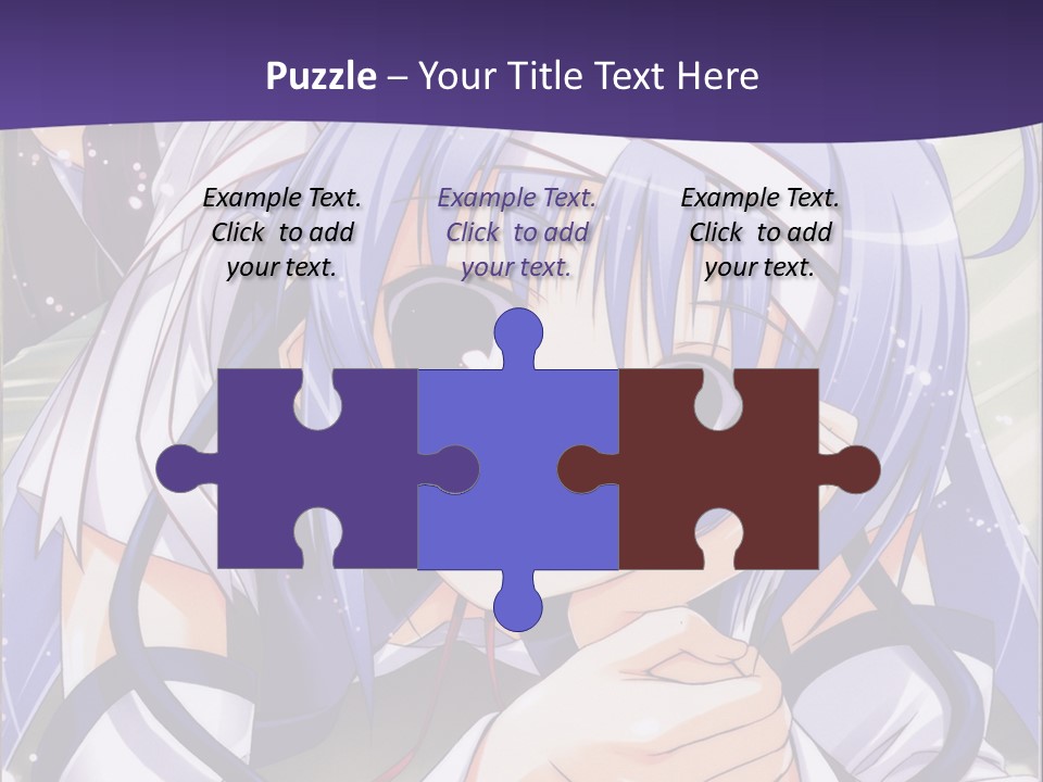 A Girl With Blue Hair And A Purple Background With The Words Name Of Presentation Company PowerPoint Template