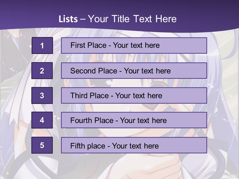 A Girl With Blue Hair And A Purple Background With The Words Name Of Presentation Company PowerPoint Template