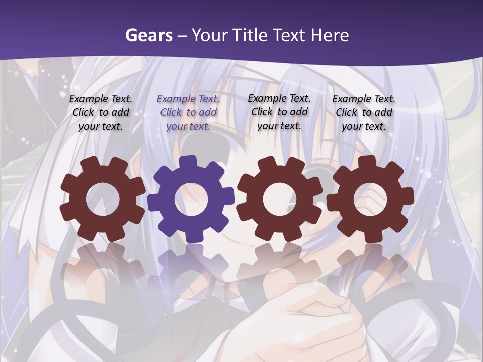 A Girl With Blue Hair And A Purple Background With The Words Name Of Presentation Company PowerPoint Template