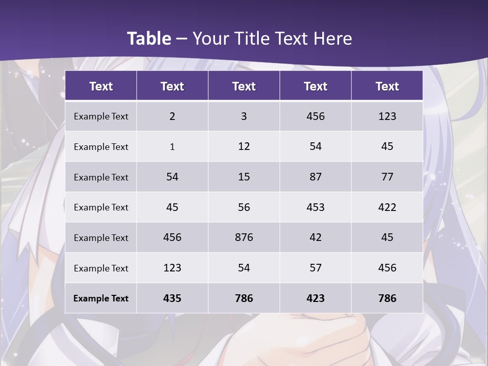 A Girl With Blue Hair And A Purple Background With The Words Name Of Presentation Company PowerPoint Template