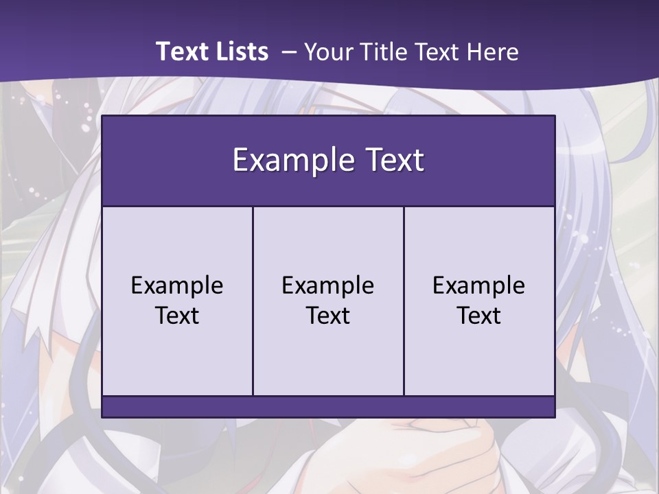 A Girl With Blue Hair And A Purple Background With The Words Name Of Presentation Company PowerPoint Template