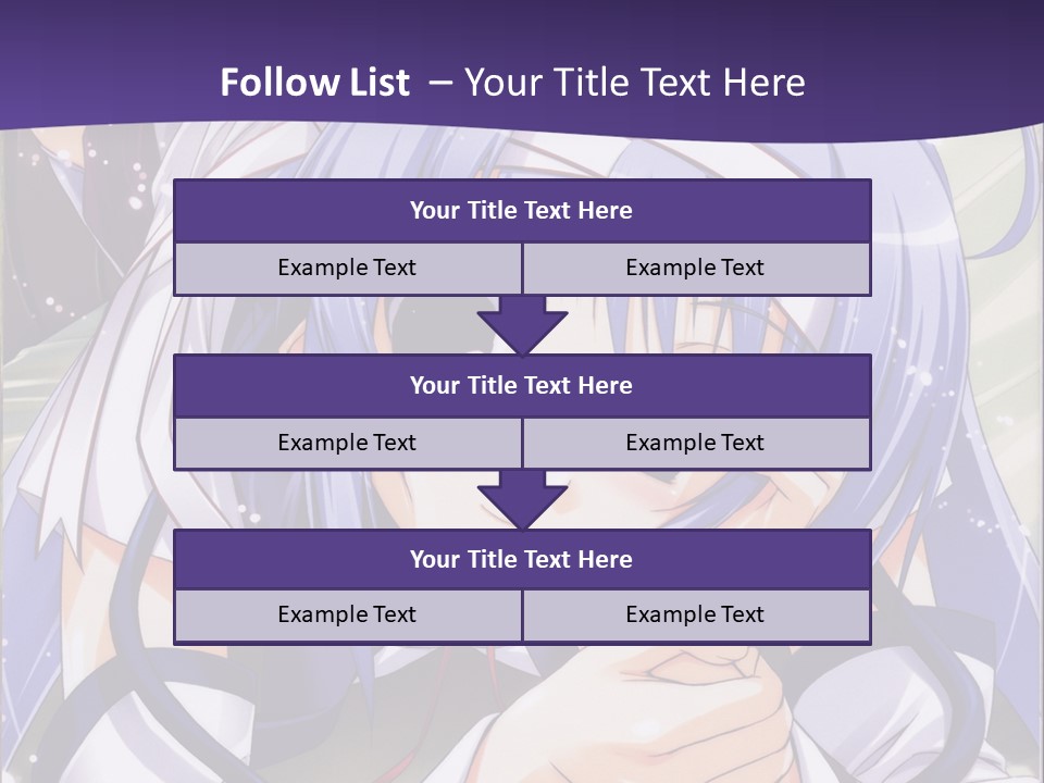 A Girl With Blue Hair And A Purple Background With The Words Name Of Presentation Company PowerPoint Template