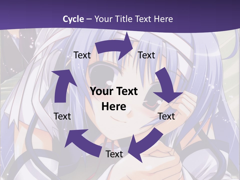 A Girl With Blue Hair And A Purple Background With The Words Name Of Presentation Company PowerPoint Template