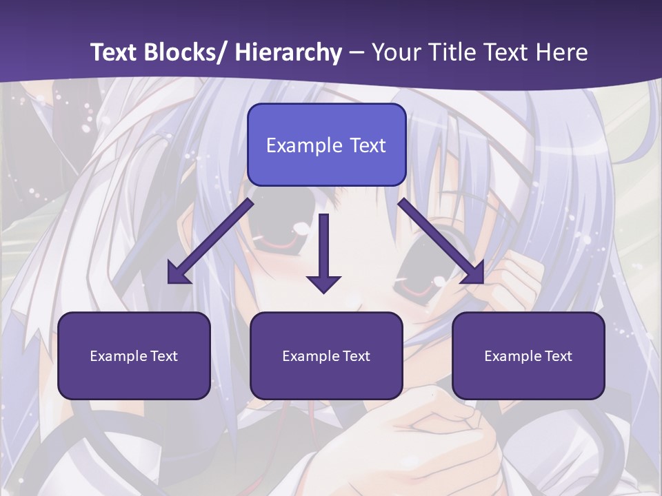 A Girl With Blue Hair And A Purple Background With The Words Name Of Presentation Company PowerPoint Template