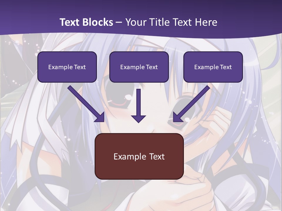 A Girl With Blue Hair And A Purple Background With The Words Name Of Presentation Company PowerPoint Template