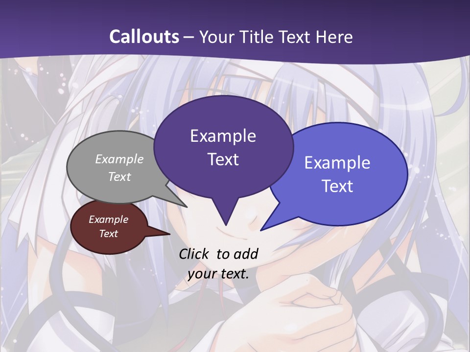 A Girl With Blue Hair And A Purple Background With The Words Name Of Presentation Company PowerPoint Template