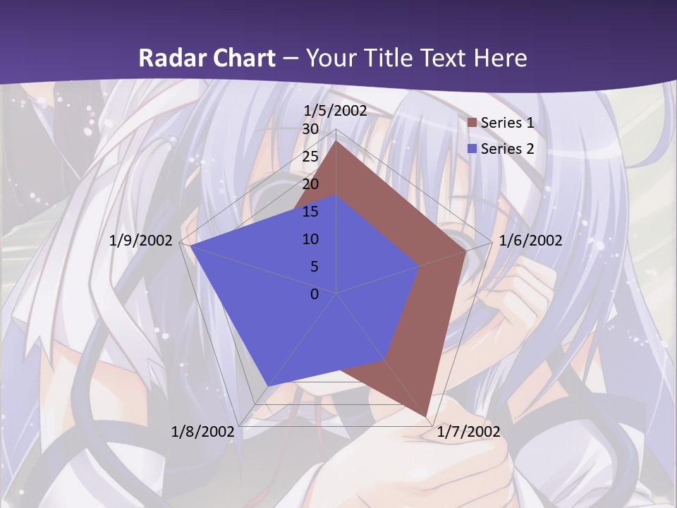 A Girl With Blue Hair And A Purple Background With The Words Name Of Presentation Company PowerPoint Template