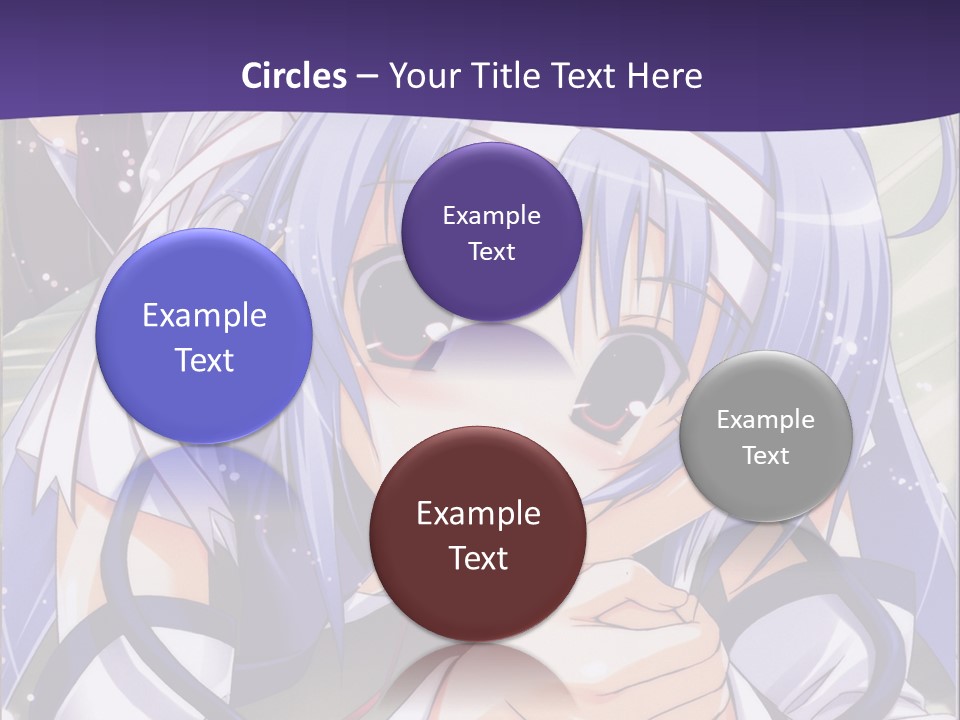 A Girl With Blue Hair And A Purple Background With The Words Name Of Presentation Company PowerPoint Template