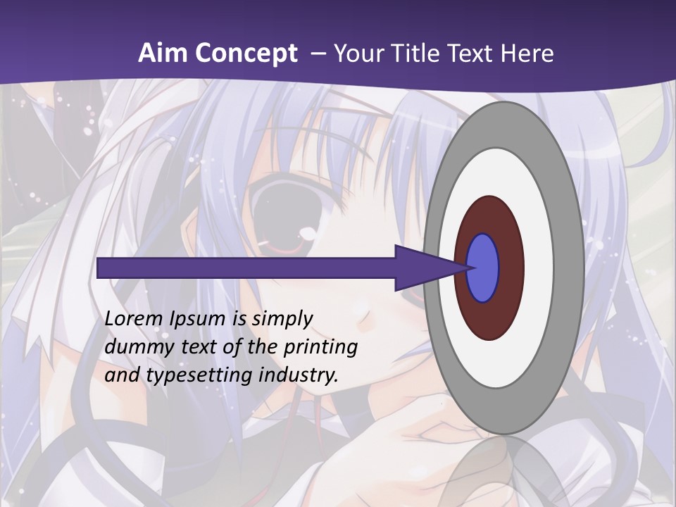 A Girl With Blue Hair And A Purple Background With The Words Name Of Presentation Company PowerPoint Template