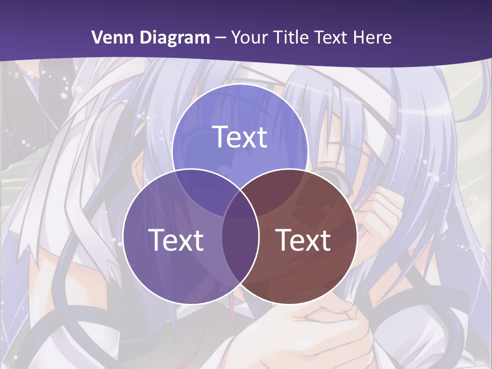 A Girl With Blue Hair And A Purple Background With The Words Name Of Presentation Company PowerPoint Template