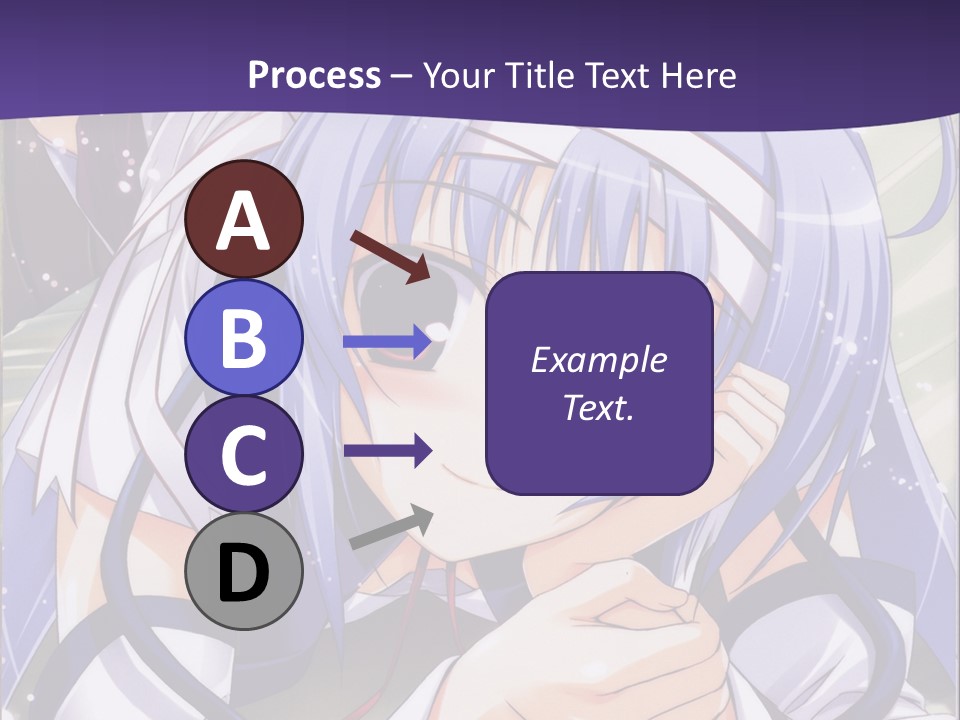 A Girl With Blue Hair And A Purple Background With The Words Name Of Presentation Company PowerPoint Template