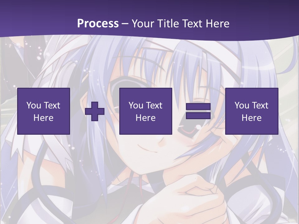 A Girl With Blue Hair And A Purple Background With The Words Name Of Presentation Company PowerPoint Template