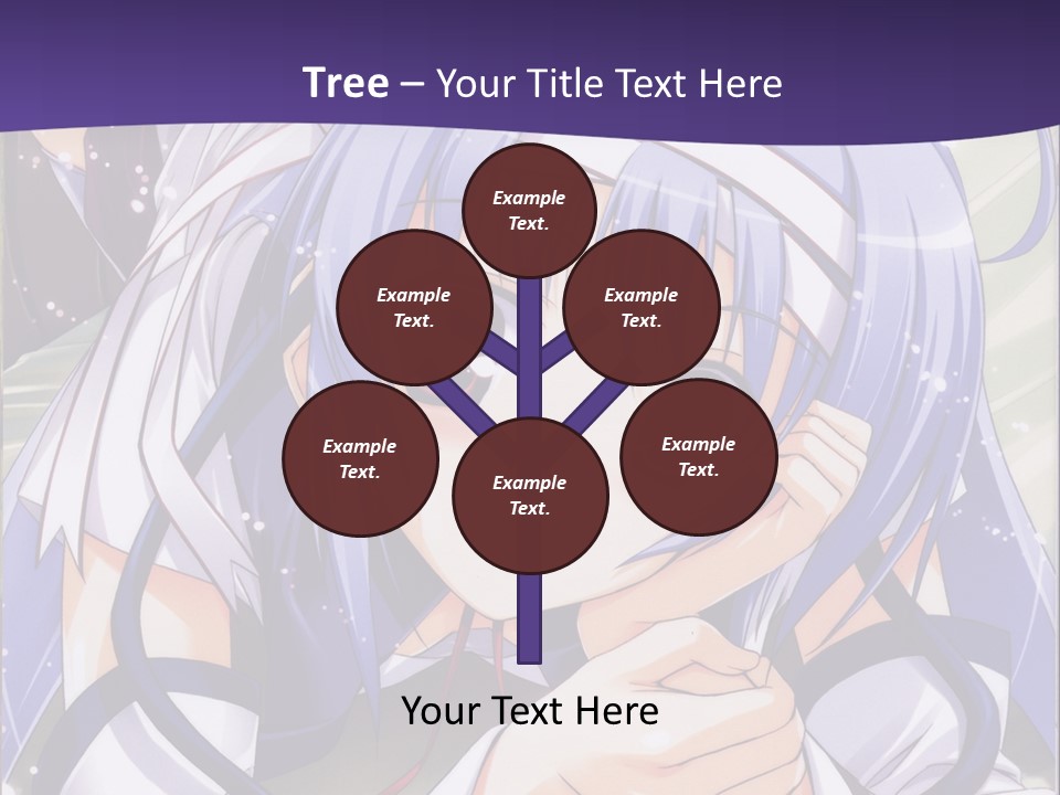 A Girl With Blue Hair And A Purple Background With The Words Name Of Presentation Company PowerPoint Template