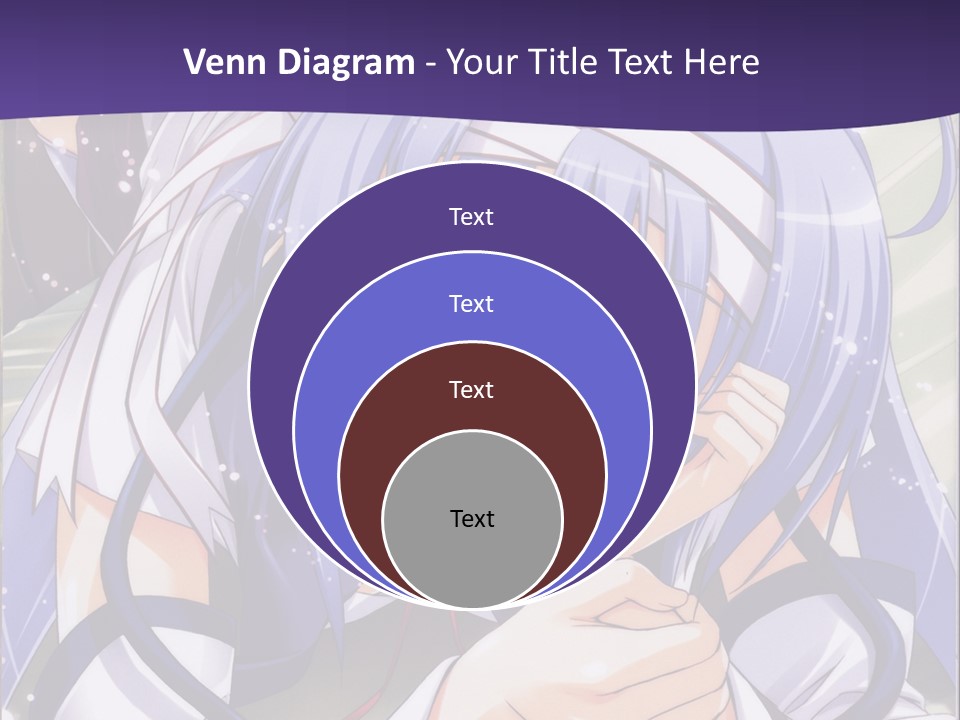 A Girl With Blue Hair And A Purple Background With The Words Name Of Presentation Company PowerPoint Template