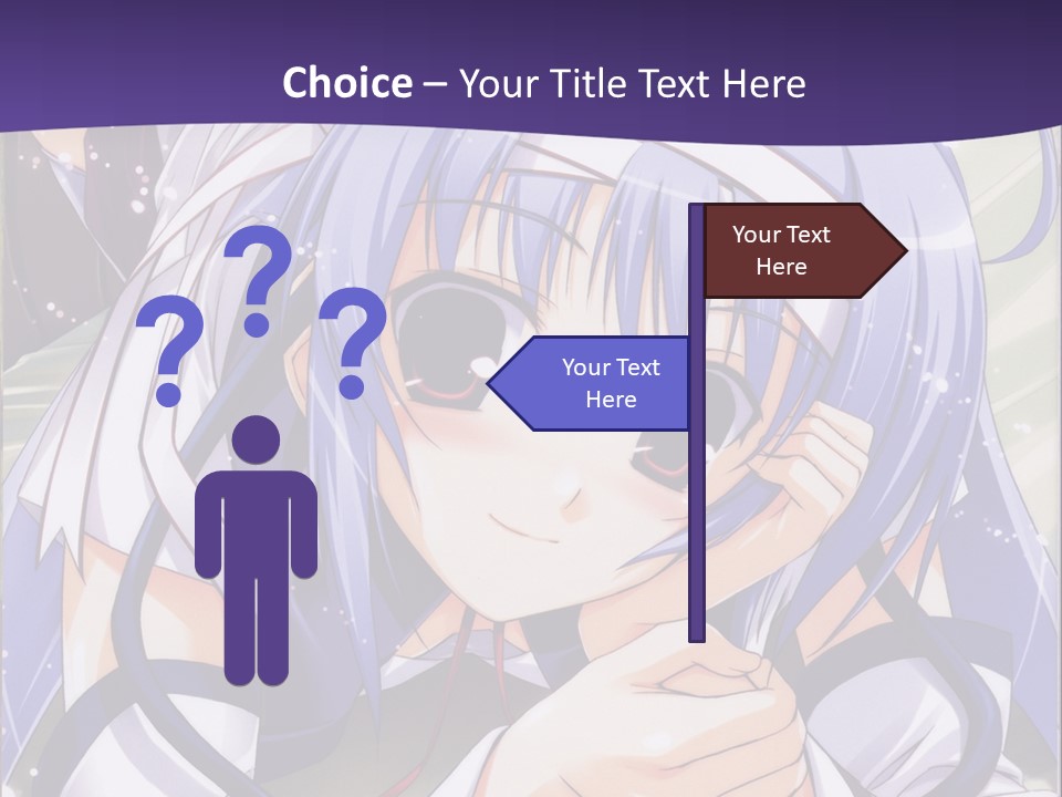 A Girl With Blue Hair And A Purple Background With The Words Name Of Presentation Company PowerPoint Template
