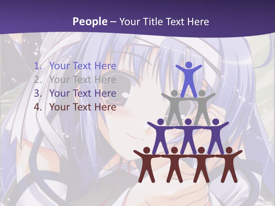 A Girl With Blue Hair And A Purple Background With The Words Name Of Presentation Company PowerPoint Template