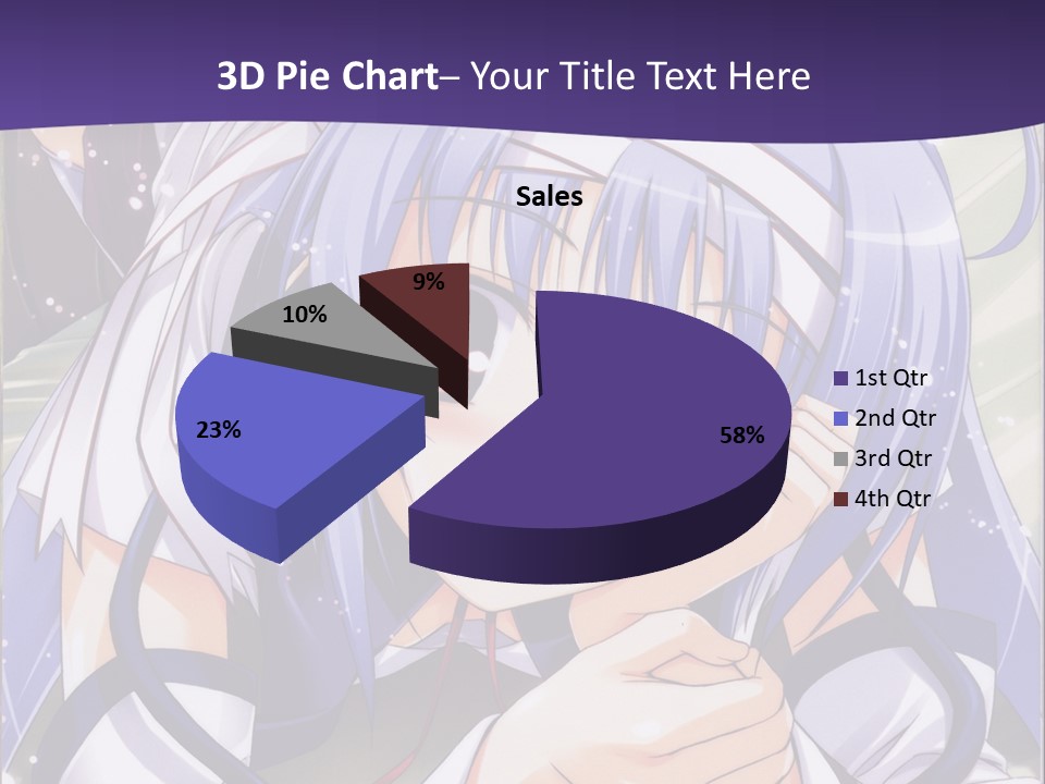 A Girl With Blue Hair And A Purple Background With The Words Name Of Presentation Company PowerPoint Template