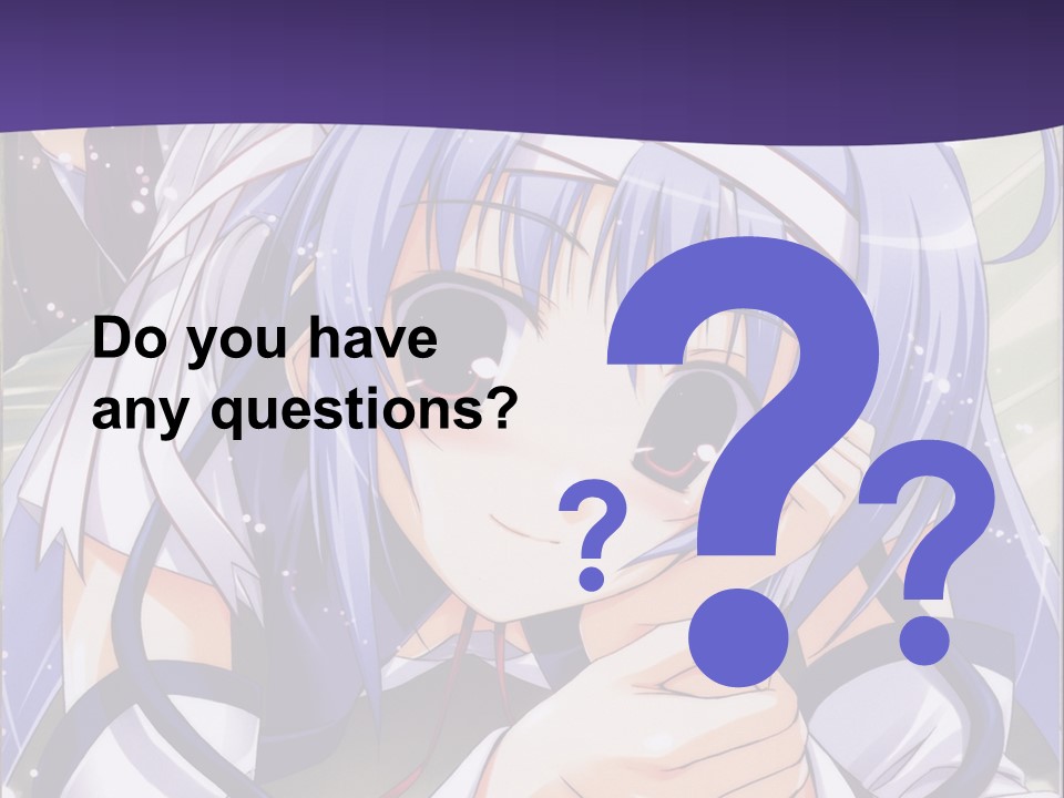 A Girl With Blue Hair And A Purple Background With The Words Name Of Presentation Company PowerPoint Template